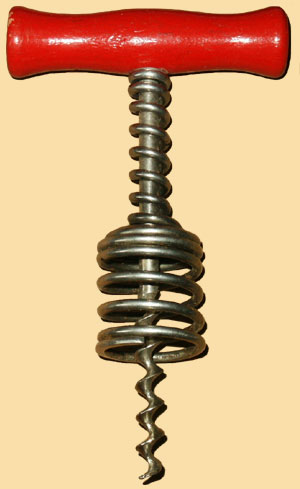 Corkscrew with bell made of a helical spring