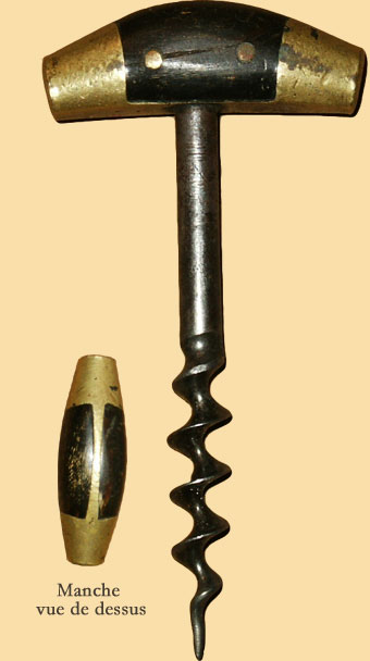 Tire-bouchon manche en bronze et corne
